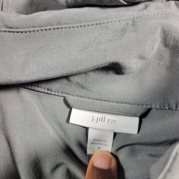 J Jill Fit Windbreaker Womens Medium GrayHooded Zip Front Jacket Hooded - Picture 4 of 9